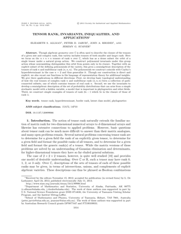 Tensor Rank, Invariants, Inequalities, and Applications∗