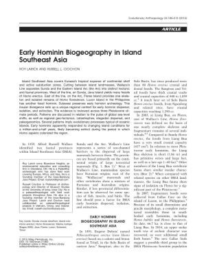 Early Hominin Biogeography in Island Southeast Asia