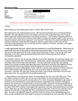 I Really Appreciate That Your Report Cited the Institute for Local Self-Reliance. I Think They Do Great Work and Are on the Pulse of What Local Economies Need