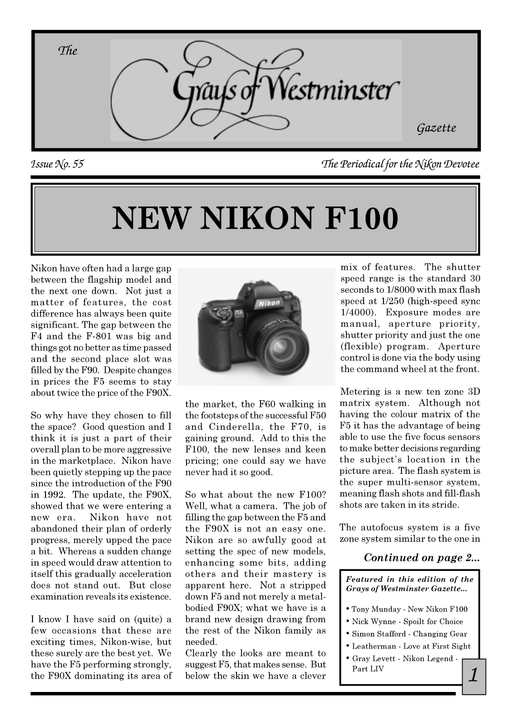 New Nikon F100