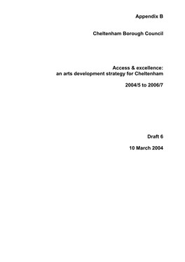 An Arts Development Strategy for Cheltenham 2004/5 to 2006/7