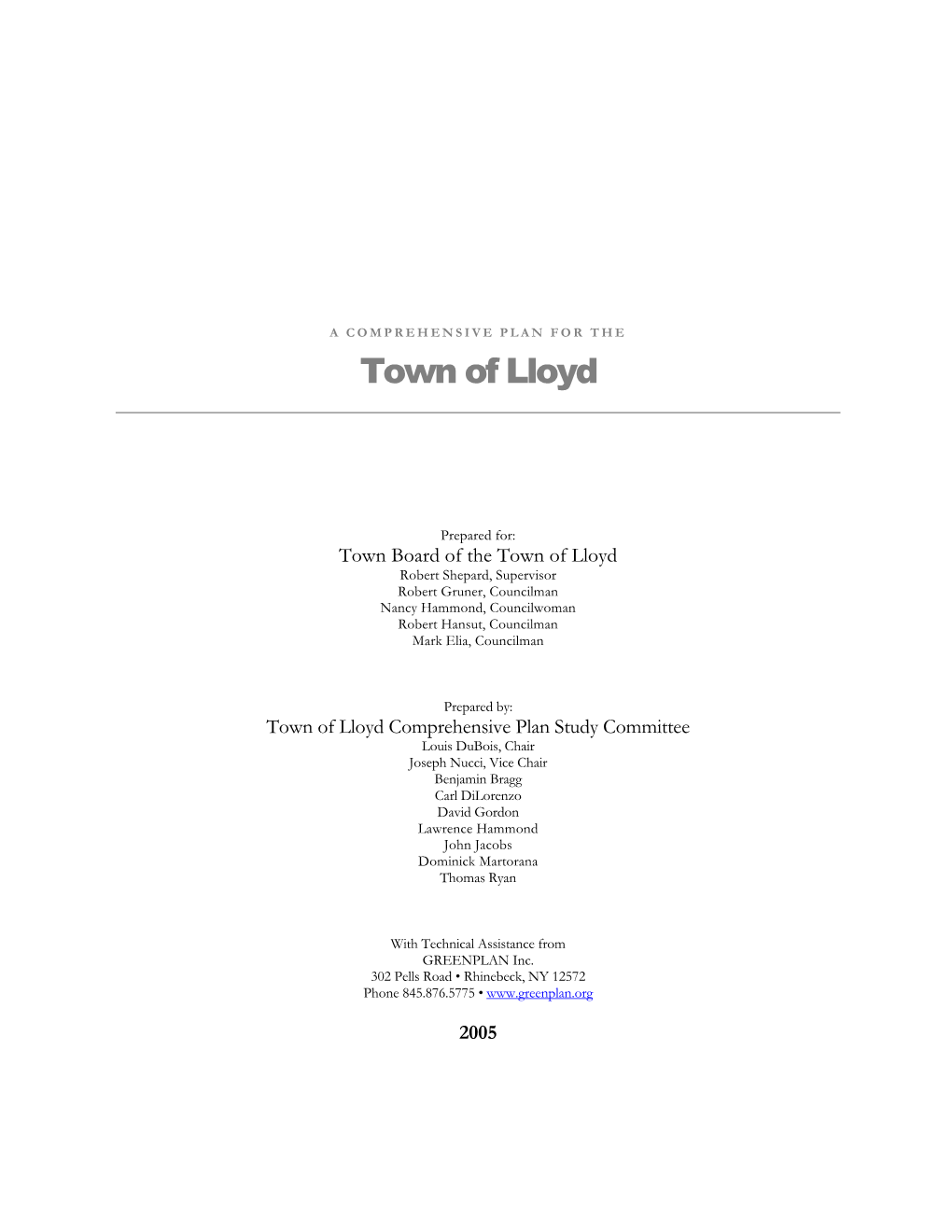 2005 Town of Lloyd Comprehensive Plan