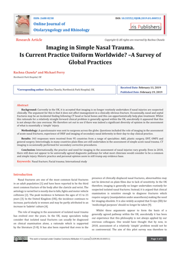 Imaging in Simple Nasal Trauma.Is Current Practice