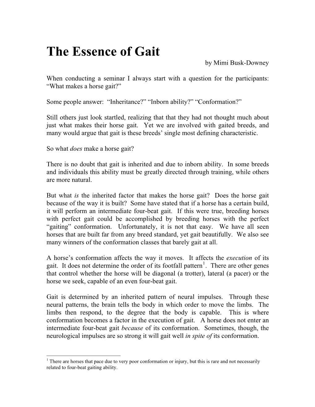 The Essence of Gait by Mimi Busk-Downey