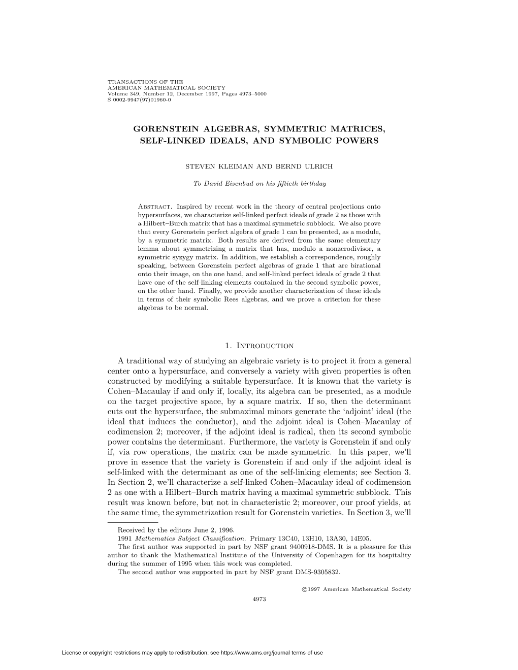 Gorenstein Algebras, Symmetric Matrices, Self-Linked Ideals, and Symbolic Powers