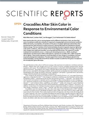 Crocodiles Alter Skin Color in Response to Environmental Color Conditions