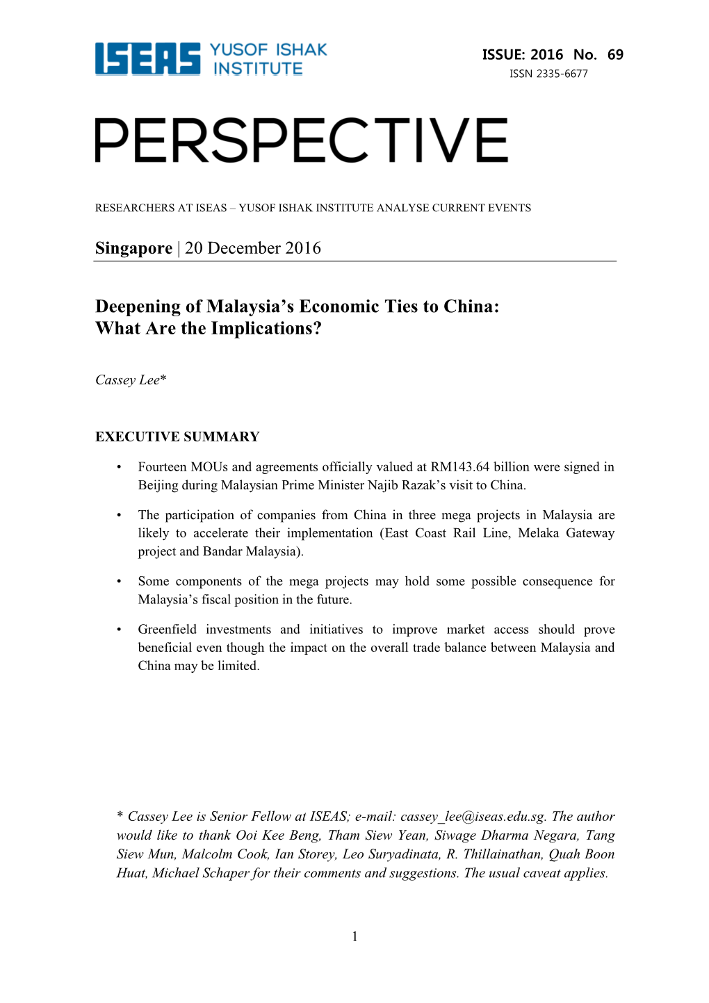 Deepening of Malaysia's Economic Ties to China