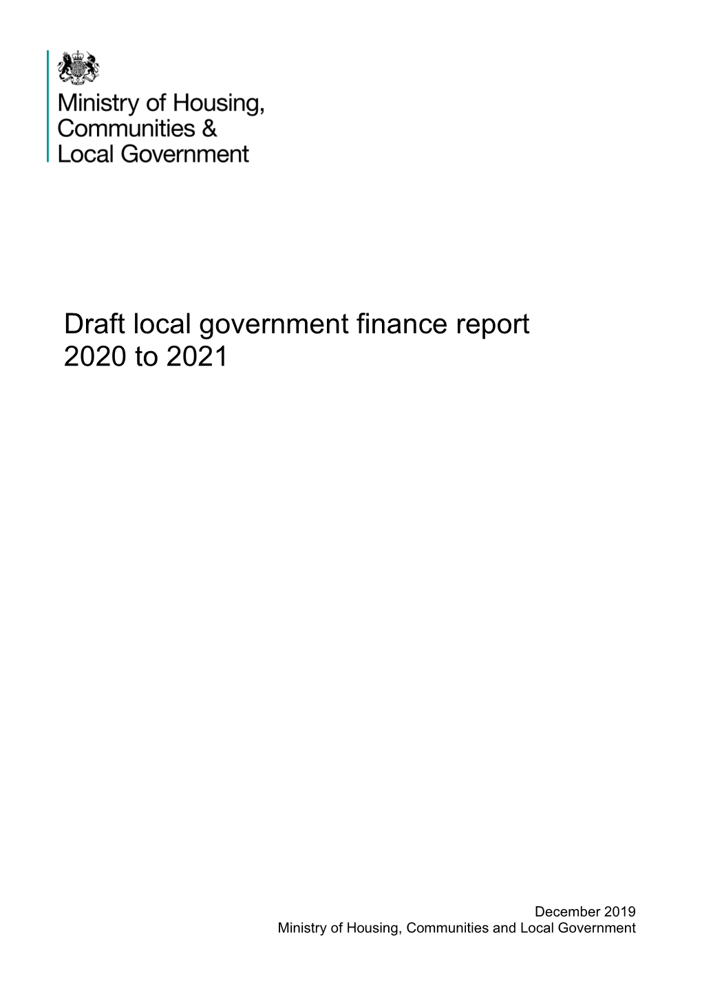 Draft Local Government Finance Report 2020 to 2021