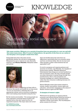 The Changing Social Landscape of Malaysia