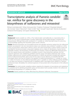 Transcriptome Analysis of Pueraria Candollei Var