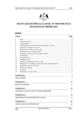 Manx Grand Prix & Classic TT Motorcycle Road Races Order 2013