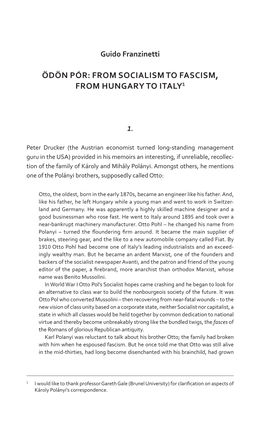 Ödön Pór: from Socialism to Fascism, from Hungary to Italy1