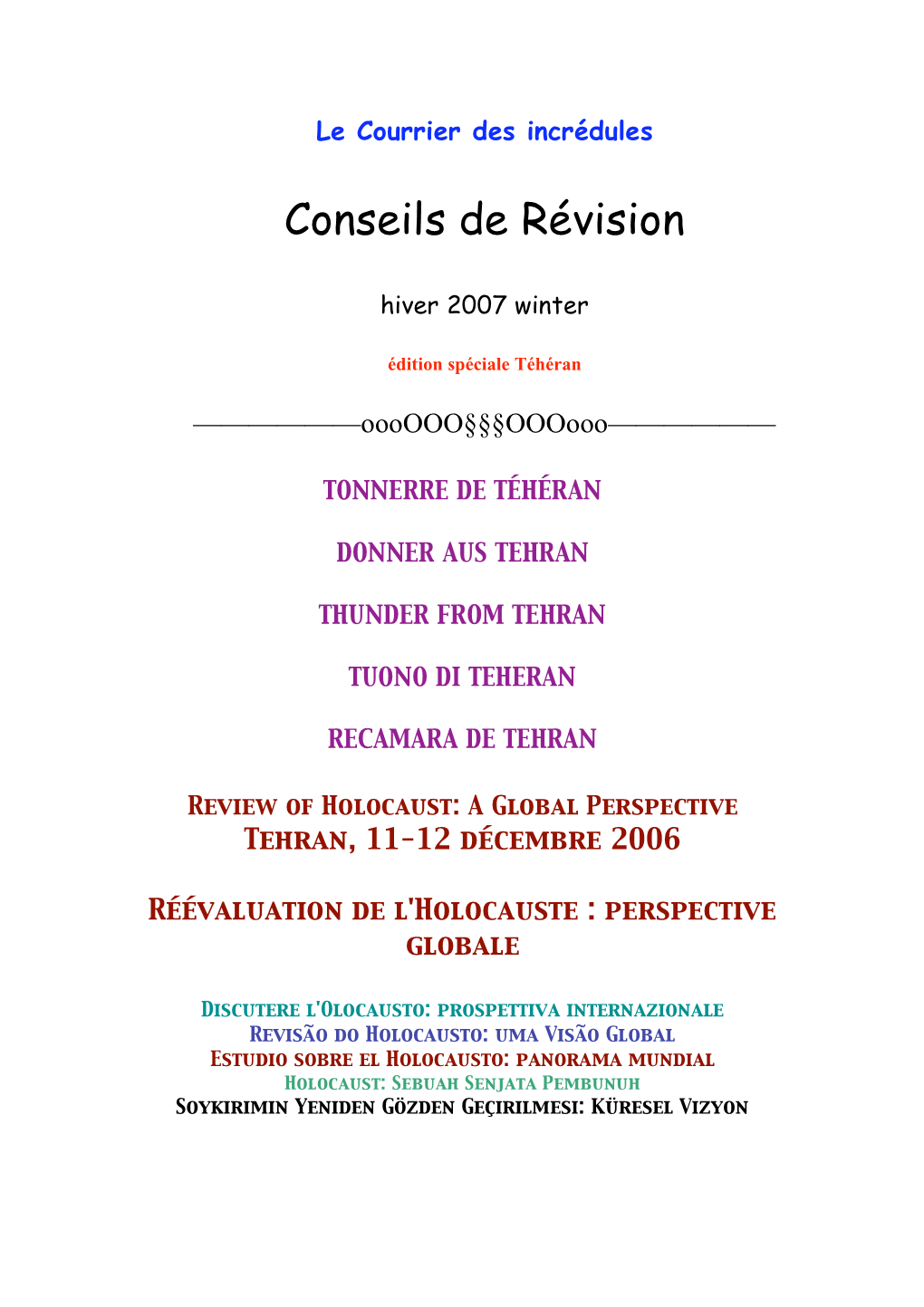 Le Numéro Spécial De Conseils De Révision