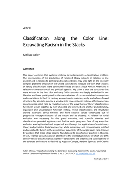 Classification Along the Color Line: Excavating Racism in the Stacks