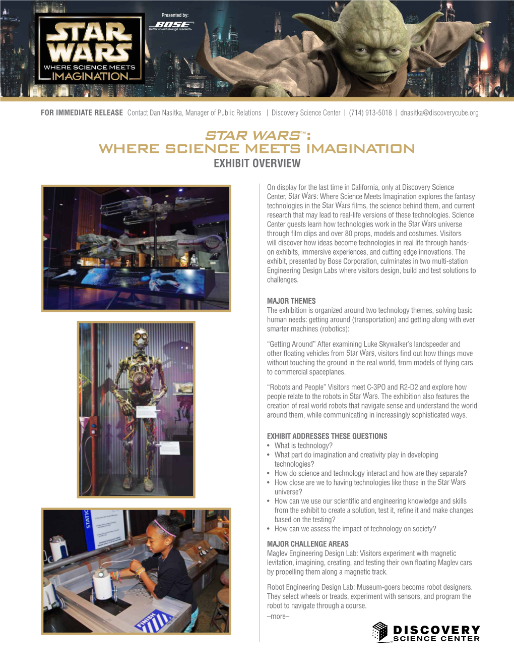 Star Wars™: Where Science Meets Imagination Exhibit Overview