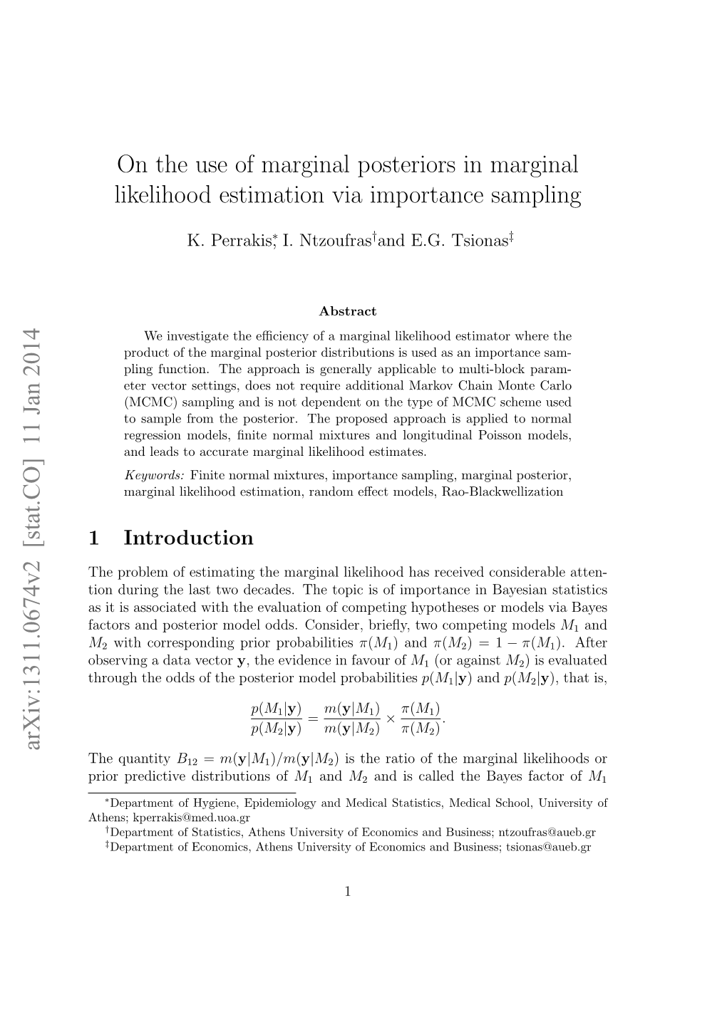 On the Use of Marginal Posteriors in Marginal Likelihood Estimation Via Importance Sampling