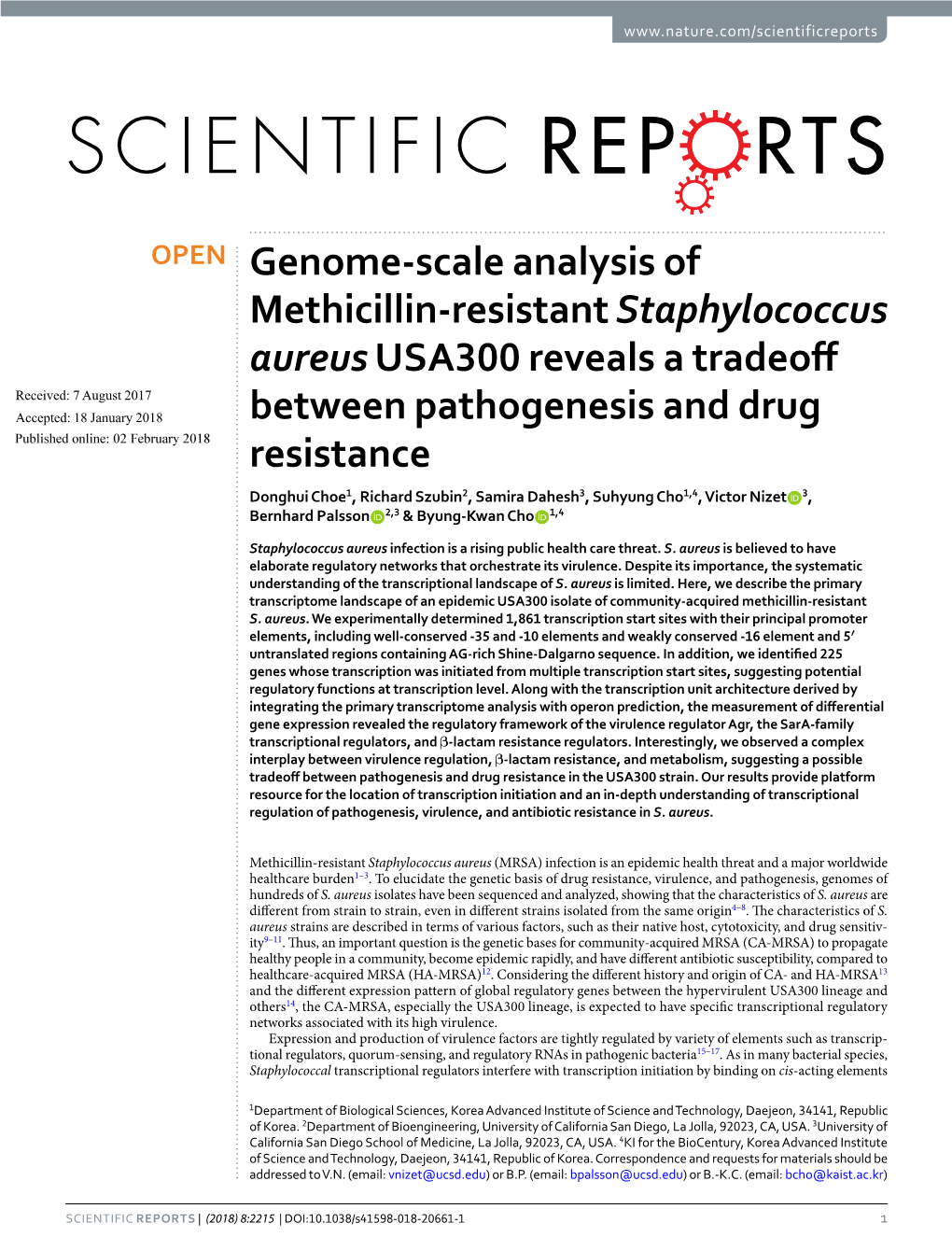 Genome-Scale Analysis of Methicillin-Resistant Staphylococcus