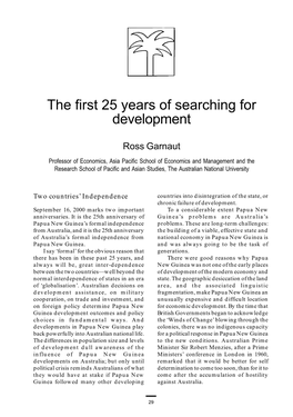 The First 25 Years of Searching for Development