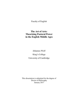 The Art of Arts: Theorising Pastoral Power in the English Middle Ages