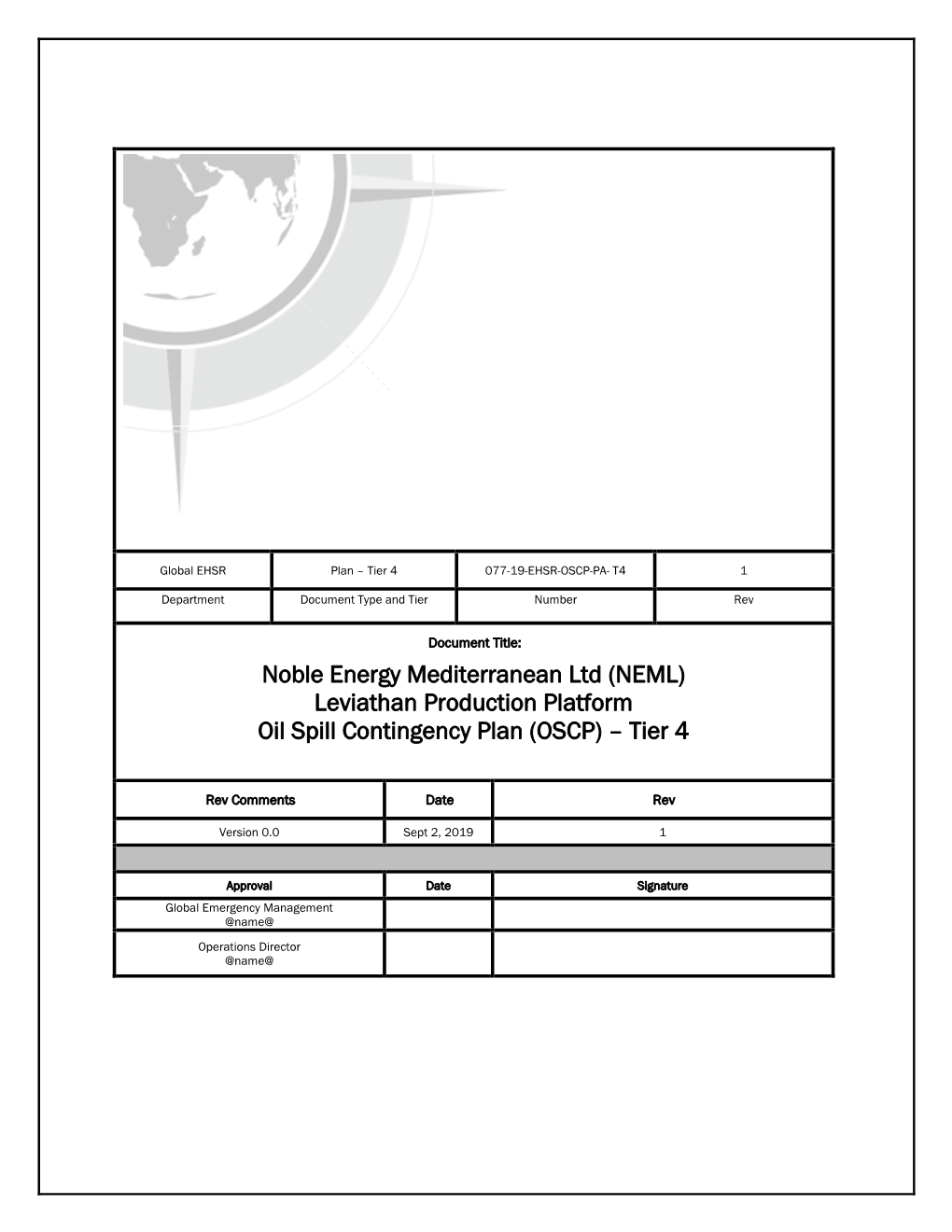 Leviathan Production Platform Oil Spill Contingency Plan (OSCP) – Tier 4