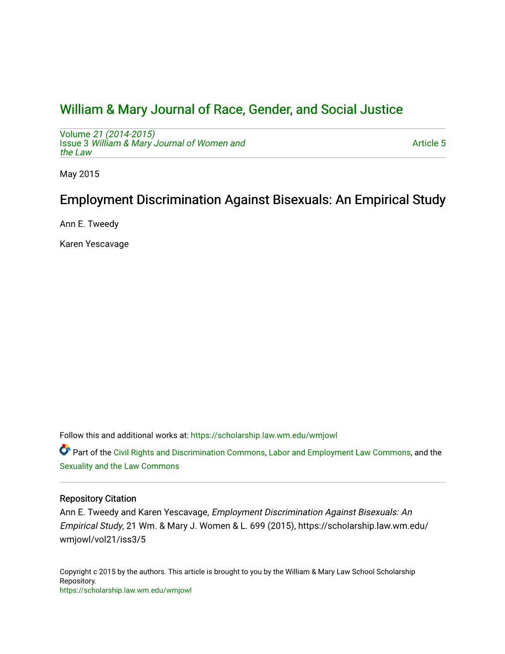 Employment Discrimination Against Bisexuals: an Empirical Study