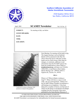 SCAMIT Newsletter Vol. 19 No. 12 2001 April