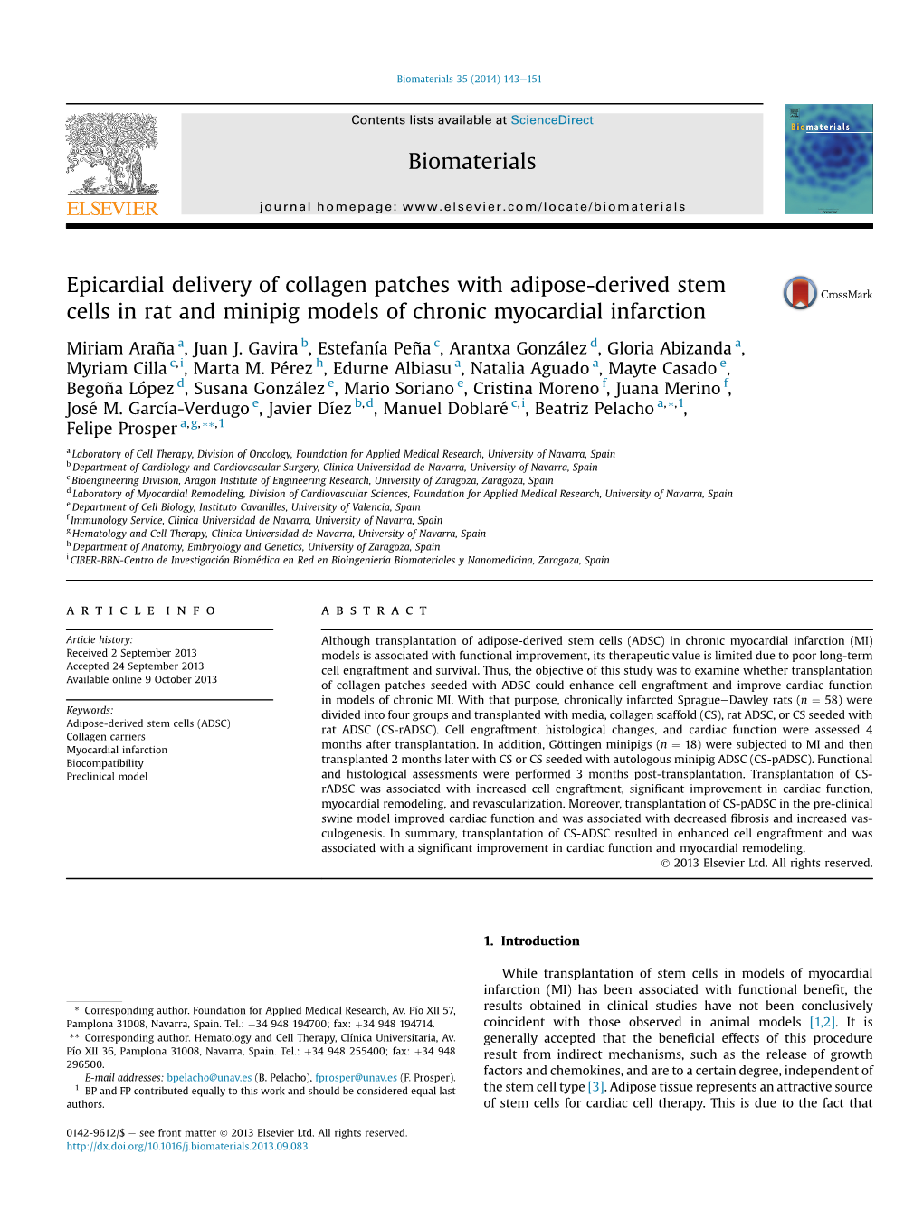 Epicardial Delivery of Collagen Patches with Adipose-Derived Stem Cells in Rat and Minipig Models of Chronic Myocardial Infarction