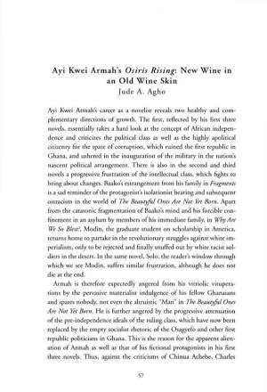 Ayi Kwei Armah's Osiris Rising: New Wine in an Old Wine Skin Jude A