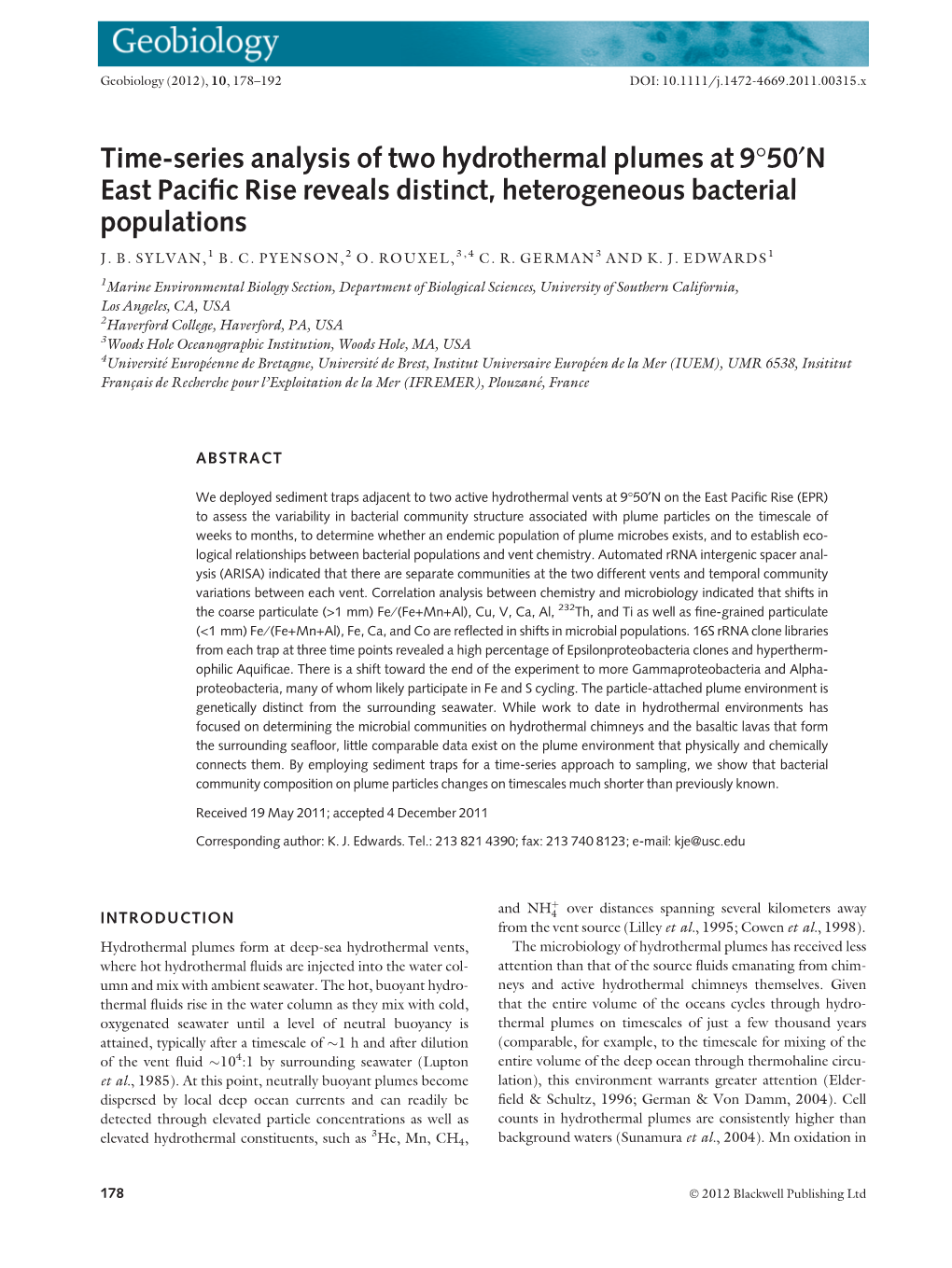 Timeseries Analysis of Two Hydrothermal Plumes at 950N East