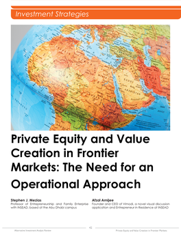 Private Equity and Value Creation in Frontier Markets: the Need for an Operational Approach