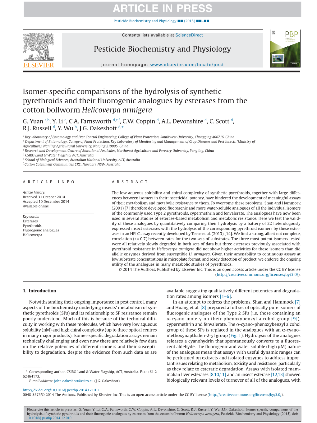 Isomer-Specific Comparisons of the Hydrolysis of Synthetic Pyrethroids and Their Fluorogenic Analogues by Esterases from The