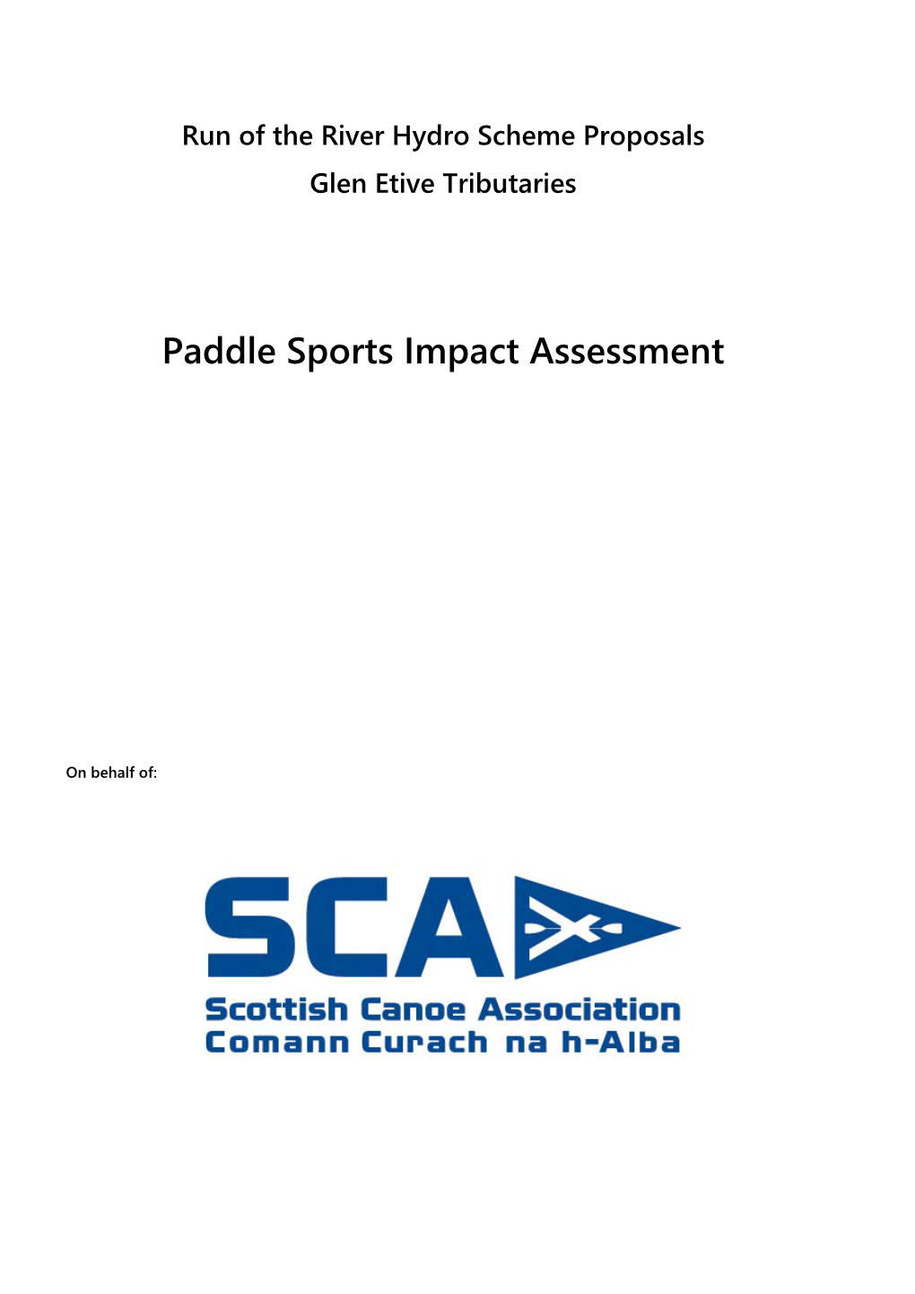 Paddle Sports Impact Assessment