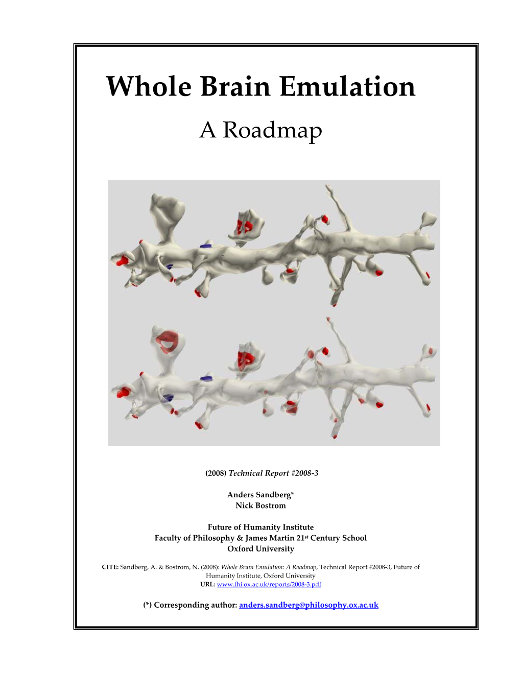 Whole Brain Emulation a Roadmap