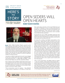 Open Seders Will Open Hearts