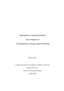 Expression of Human Emotion As an Aspect of Timelessness in Single Figure Painting