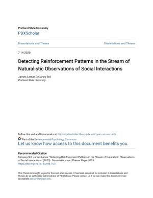Detecting Reinforcement Patterns in the Stream of Naturalistic Observations of Social Interactions