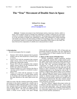 The “True” Movement of Double Stars in Space