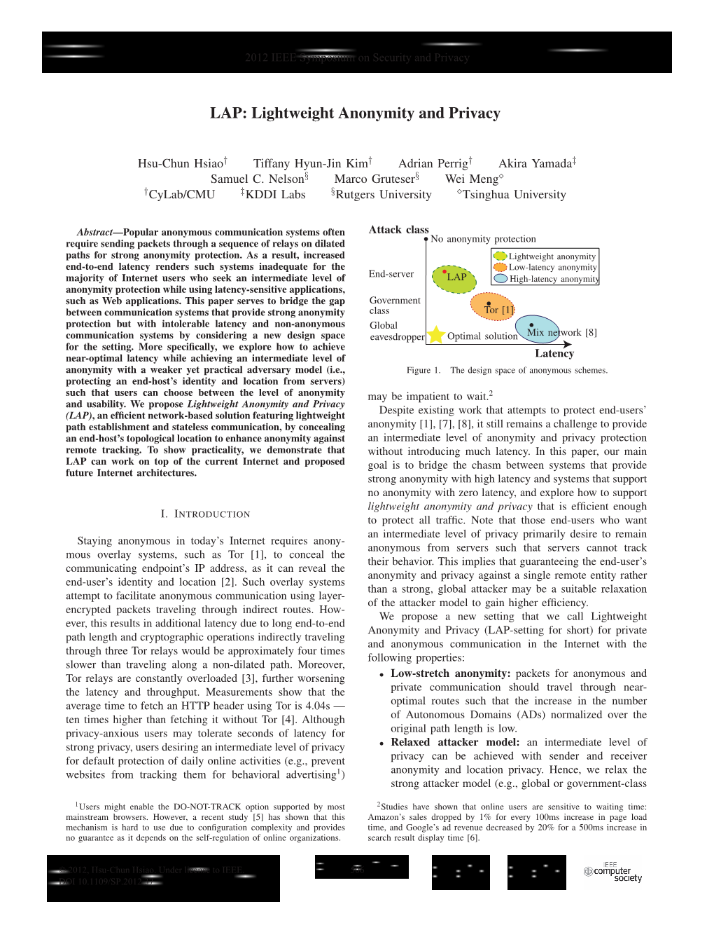 LAP: Lightweight Anonymity and Privacy