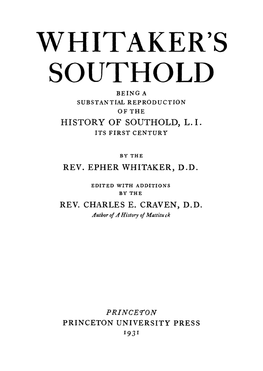 History of Southold, L. I. Its First Century