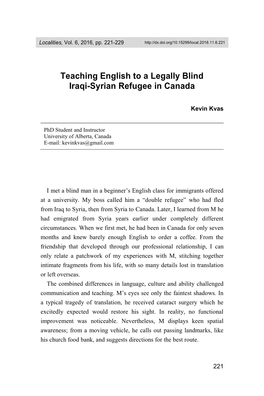 Teaching English to a Legally Blind Iraqi-Syrian Refugee in Canada