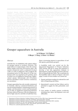 Grouper Aquaculture in Australia by M
