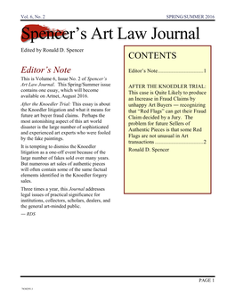 Spencer's Art Law Journal
