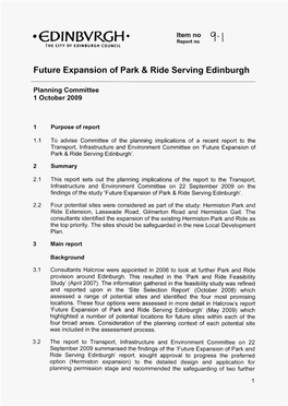 Future Expansion of Park & Ride Serving