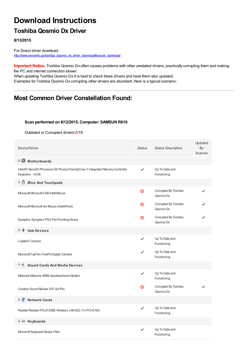 Toshiba Qosmio Dx Driver 8/13/2015