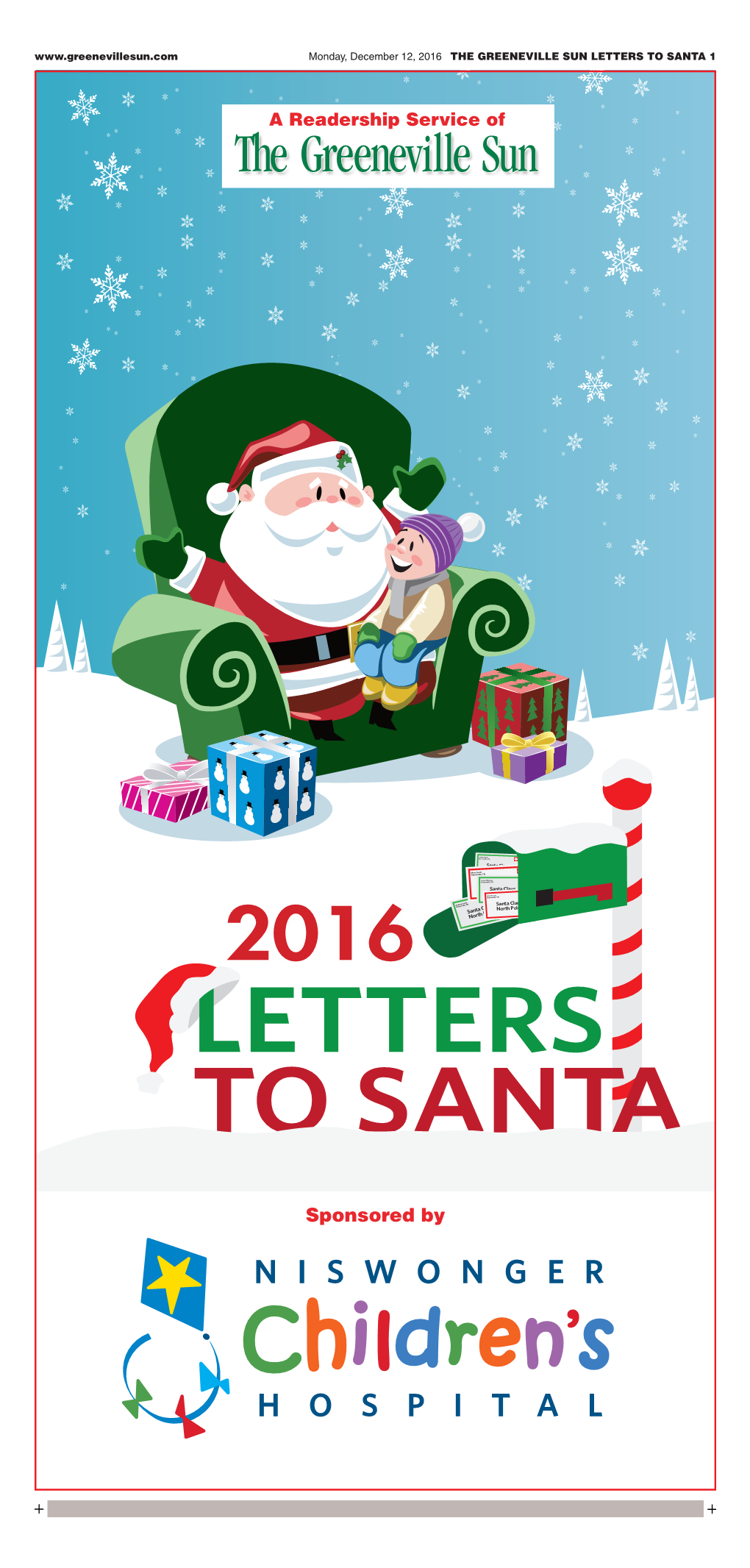 THE GREENEVILLE SUN LETTERS to SANTA 1 Thea Readershipgreeneville Service Sunof