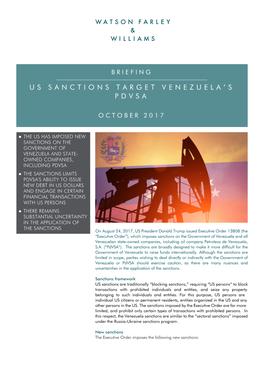 Us Sanctions Target Venezuela's Pdvsa