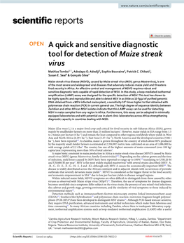 A Quick and Sensitive Diagnostic Tool for Detection of Maize Streak Virus Mathias Tembo1*, Adedapo O