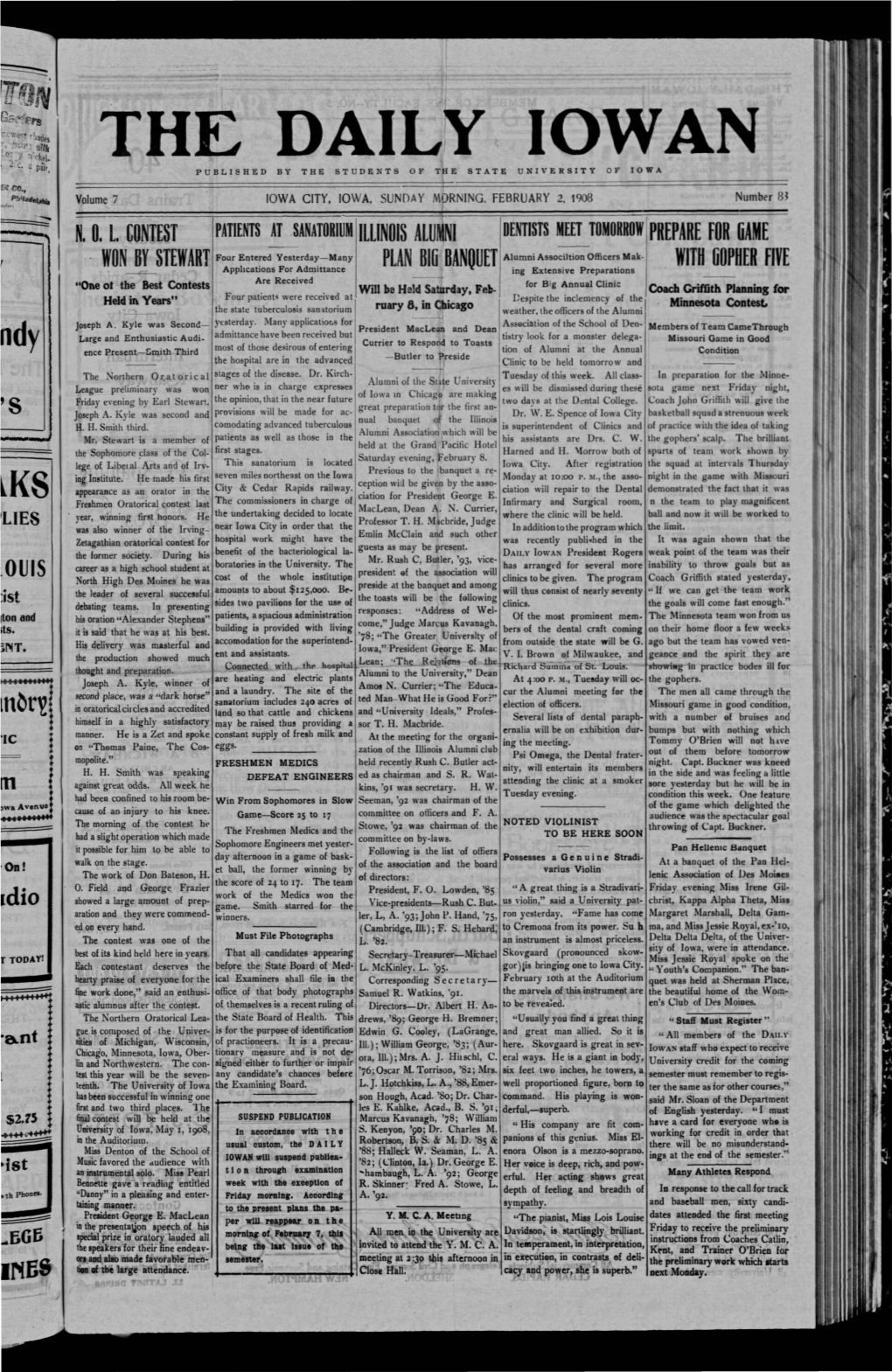 Daily Iowan (Iowa City, Iowa), 1908-02-02