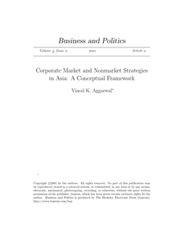 Corporate Market and Nonmarket Strategies in Asia: a Conceptual Framework
