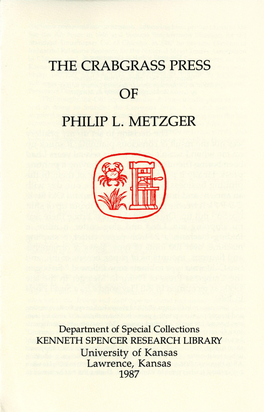 The Crabgrass Press Philip L. Metzger